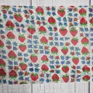 Vintage Strawberry Floral Sheer Valance Curtain Panel, Farmhouse Nook - 9"x170"